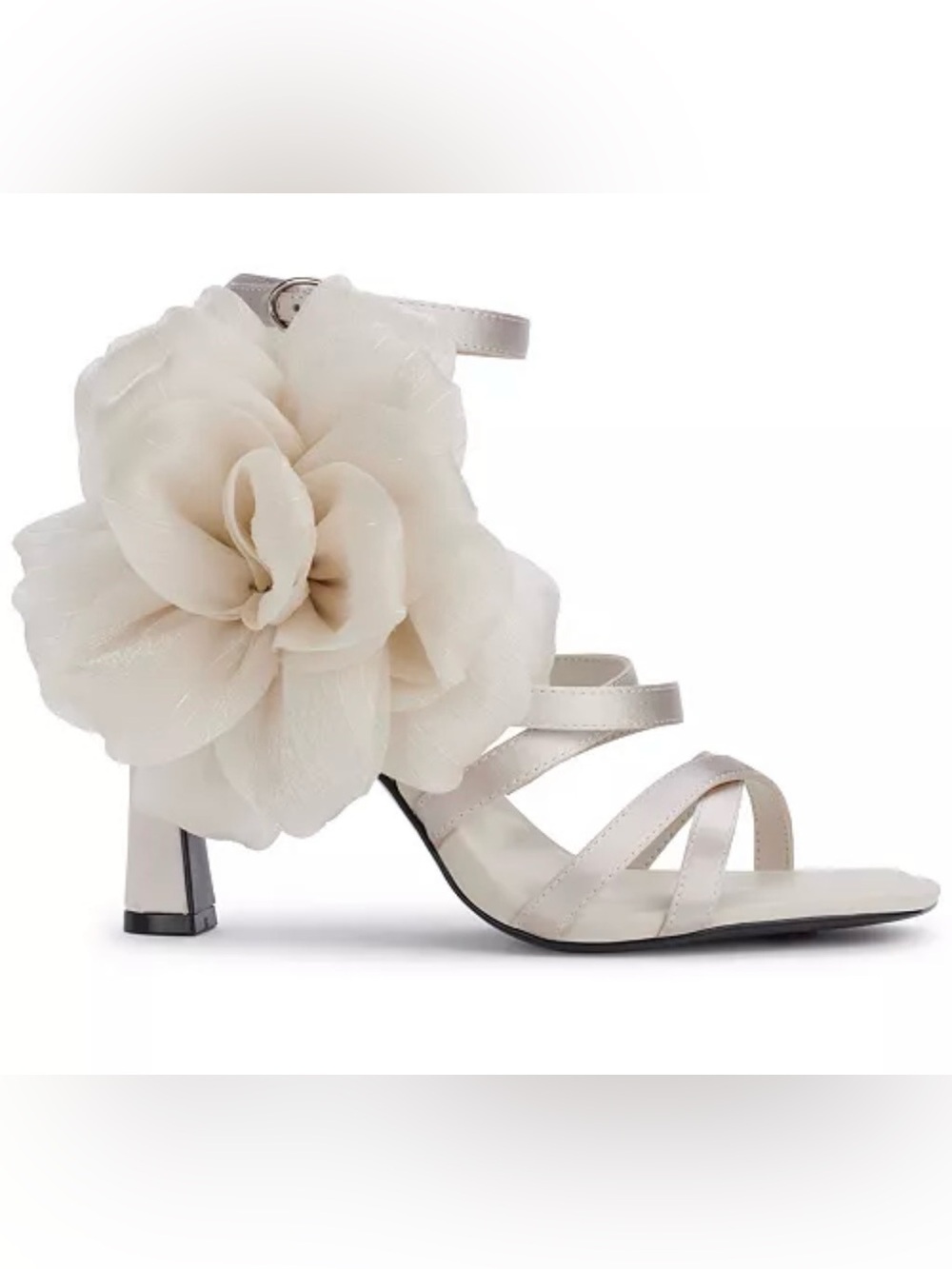 Karl Lagerfeld Ivory Floral Ankle-Strap Heels Caela